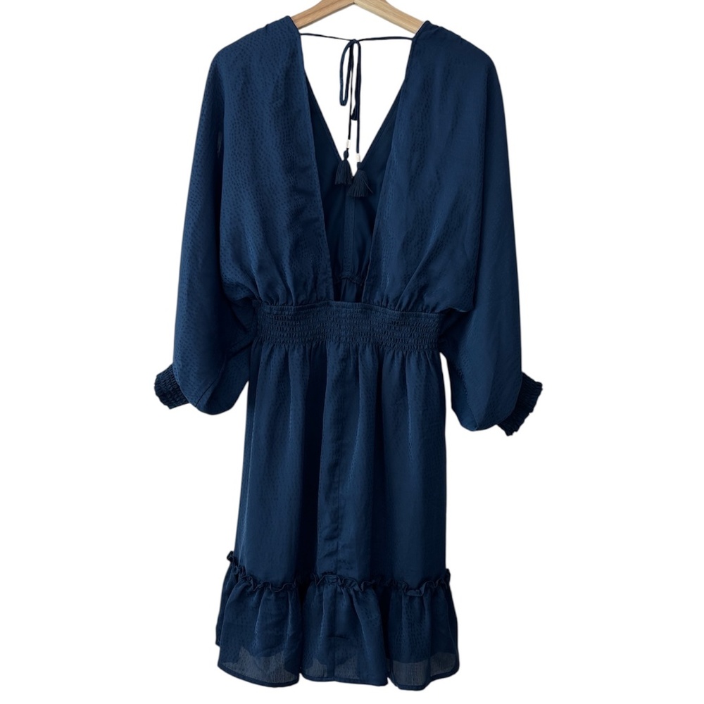 lovestitch Becca Split Sleeve Bohemian Mini Dress - Navy Blue Size M - Picture 4 of 11